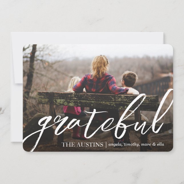 Cartes Pour Fêtes Annuelles Gratuit Script Nom de famille superposition Thanks (Devant)