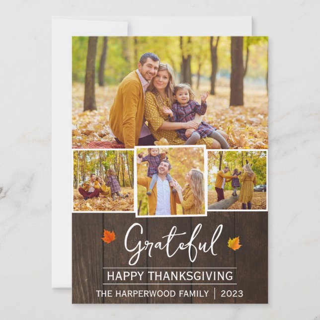 Cartes Pour Fêtes Annuelles Gratuit | Simple bon thanksgiving Famille photo (Devant)