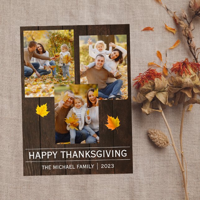 Cartes Pour Fêtes Annuelles Gratuit | Simple bon thanksgiving Famille photo (Créateur téléchargé)