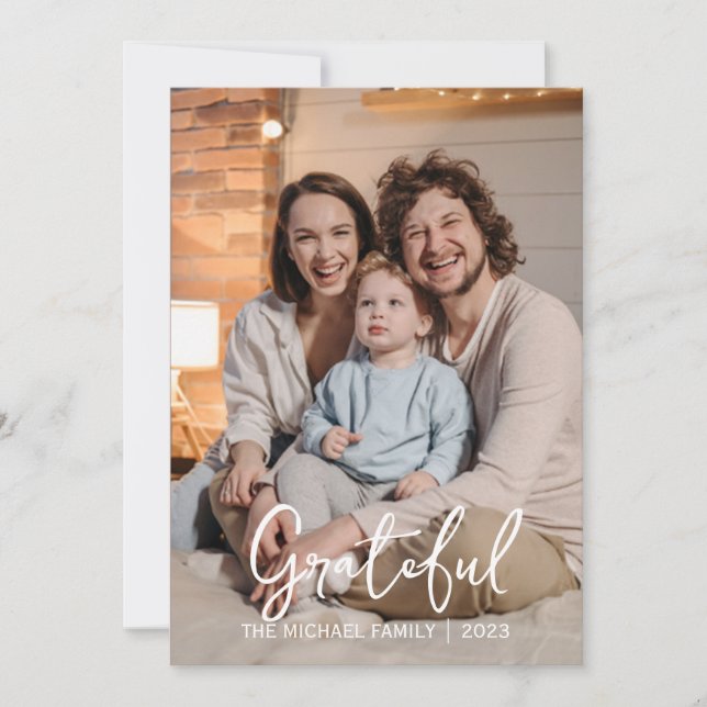 Cartes Pour Fêtes Annuelles Gratuit | Simple bon thanksgiving Famille photo (Devant)