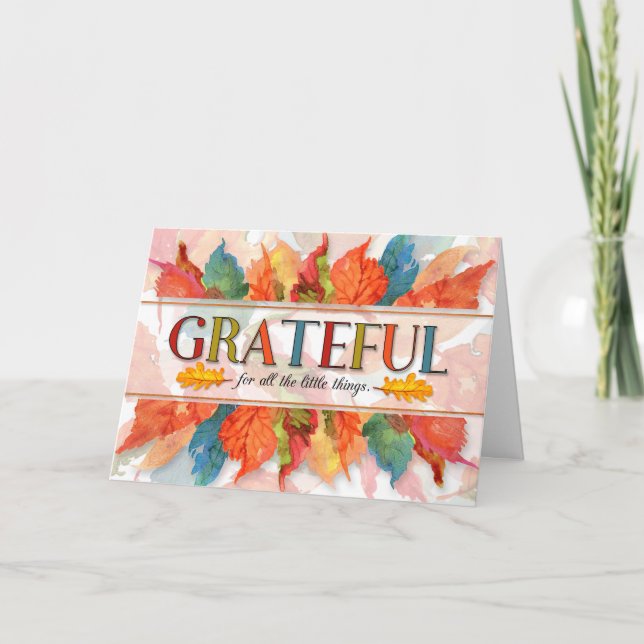 Cartes Pour Fêtes Annuelles Gratuit Thanksgiving Feuilles de l'aquarelle (Devant)