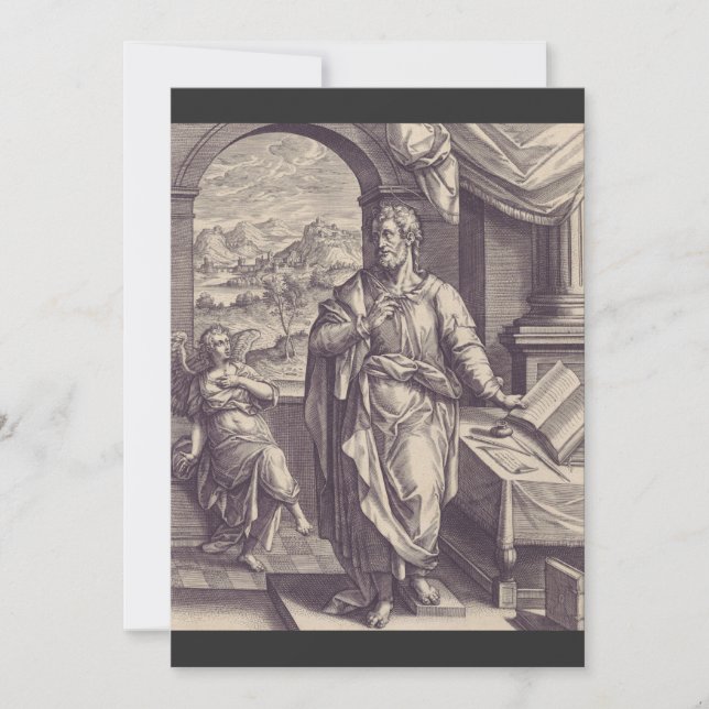 Cartes Pour Fêtes Annuelles Gravure de Saint Matthieu, Inspiration Divine (Devant)