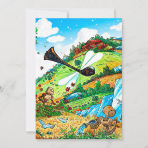 Cartes Pour Fêtes Annuelles Gravure de toile de jardin Dragonfly   cadeau aman