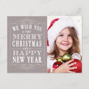 Cartes Pour Fêtes Annuelles Gray Joyeux Noël, Bonne Année Photo