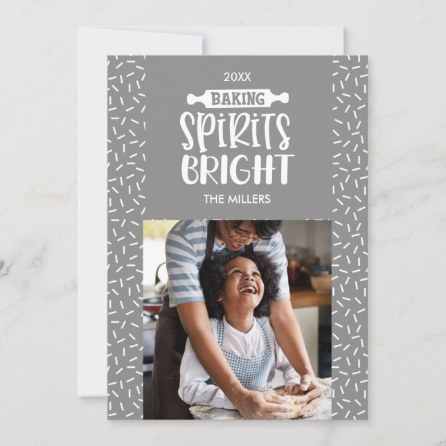 Cartes Pour Fêtes Annuelles Gray | Vacances Baking Spiritueux Photo (Devant)