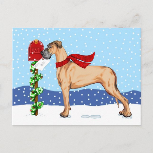 Cartes Pour Fêtes Annuelles Great Dane Christmas Mail Faite UC (Devant)