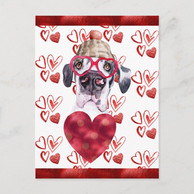 Cartes Pour Fêtes Annuelles Great Dane Hearts Amoureux des chiens Valentine Ca (Devant)