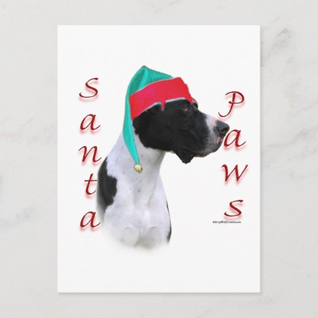 Cartes Pour Fêtes Annuelles Great Dane (manteau) Père Noël Paws (Devant)