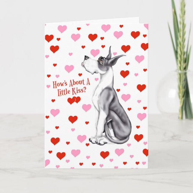 Cartes Pour Fêtes Annuelles Great Dane Mantle Saint Valentin Embrasse (Devant)