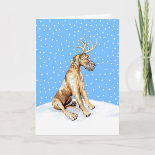 Cartes Pour Fêtes Annuelles Great Dane Reindeer Christmas Brindle UC