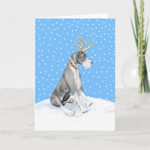 Cartes Pour Fêtes Annuelles Great Dane Reindeer Christmas Mantle UC