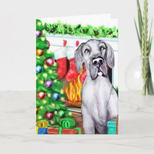Cartes Pour Fêtes Annuelles Great Dane Stockings Blue UC