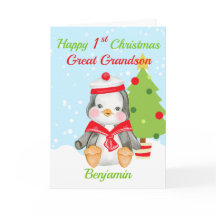 Great Grand-fils 1er Noël mignon Penguin