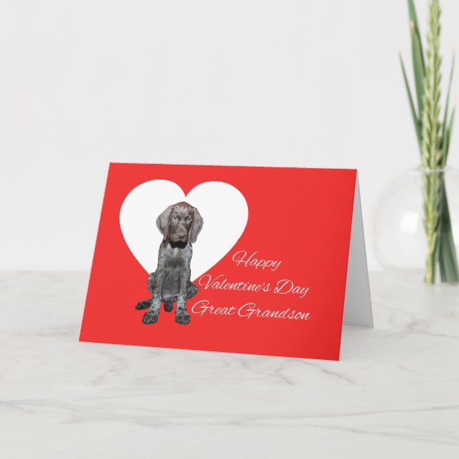 Cartes Pour Fêtes Annuelles Great Grand-fils Glossy Grizzly Valentine Puppy Lo (Devant)