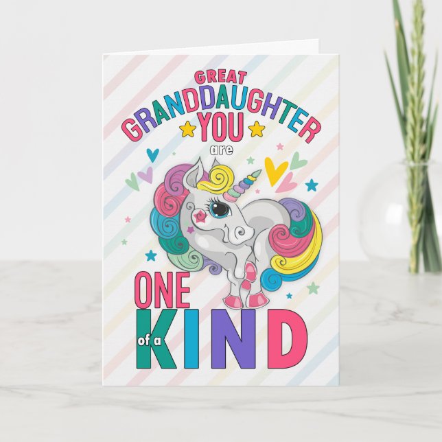 Cartes Pour Fêtes Annuelles Great Grandgirl Rainbow Unicorn Valentine (Devant)