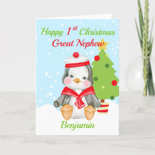 Cartes Pour Fêtes Annuelles Great Nephew 1er Noël mignon Penguin