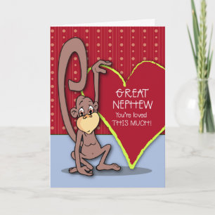 Cartes Pour Fêtes Annuelles Great Nephew Cute Monkey on Valentine’s Day