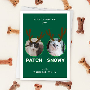 Cartes Pour Fêtes Annuelles Green 2 Pet Photo Meowy Christmas Holiday Card