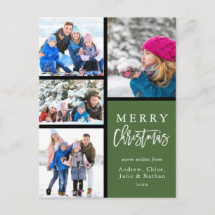 Cartes Pour Fêtes Annuelles Green 4 Photo Collage moderne Joyeux Noël