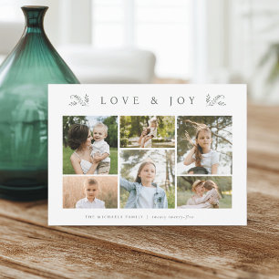 Cartes Pour Fêtes Annuelles Green Botanical 6 Photo Collage