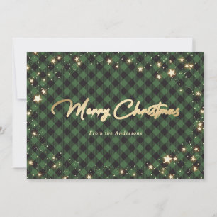 Cartes Pour Fêtes Annuelles Green Buffalo Plaid Stars Christmas Cards