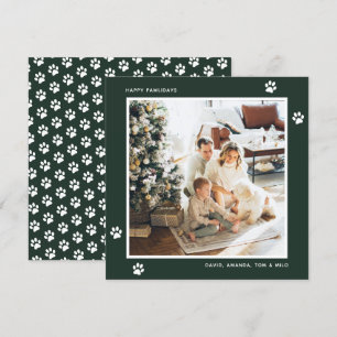 Cartes Pour Fêtes Annuelles Green Cat Chien Propriétaire Photo Happy Pawlidays