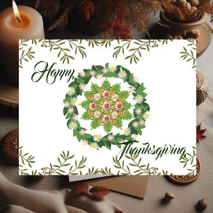 Cartes Pour Fêtes Annuelles Green Fall Wreath Flora Bon thanksgiving Feuille