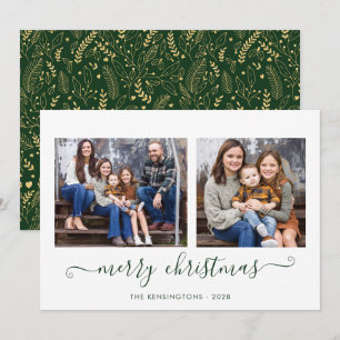 Cartes Pour Fêtes Annuelles Green Gold Simple Script Joyeux Noël Photo