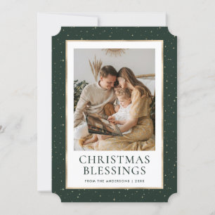 Cartes Pour Fêtes Annuelles Green Gold Stars Blessures de Noël Photo