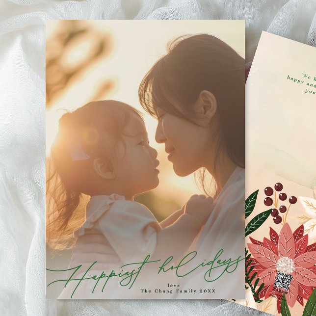 Cartes Pour Fêtes Annuelles Green Happiest Elegant Splendor Photo Noël (Créateur téléchargé)