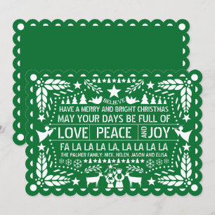 Cartes Pour Fêtes Annuelles Green Love Peace Joie papel picado Noël