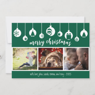Cartes Pour Fêtes Annuelles Green Merry Christmas Hanging Ornament Photo