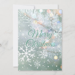 Cartes Pour Fêtes Annuelles Green Merry Christmas Snowflakes