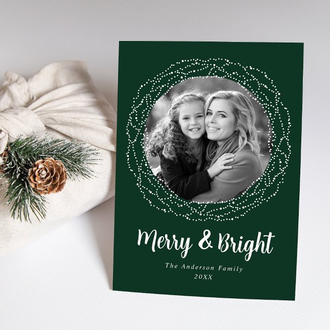 Cartes Pour Fêtes Annuelles Green Merry et Bright Photo (Créateur téléchargé)