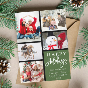 Cartes Pour Fêtes Annuelles Green Modern 5 Photo Collage Noël