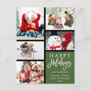 Cartes Pour Fêtes Annuelles Green Modern 5 Photo Collage Noël