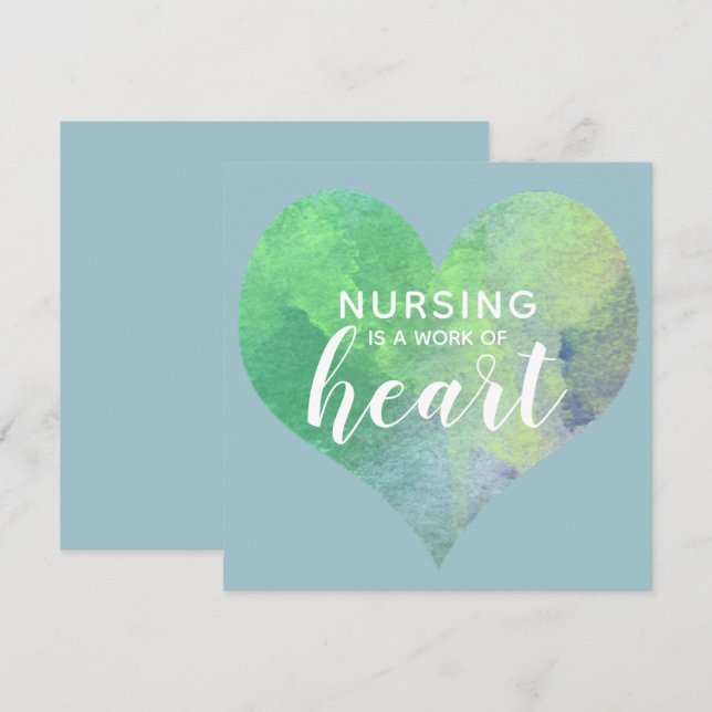 Cartes Pour Fêtes Annuelles Green Nursing est une oeuvre de coeur Valentine (Devant / Derrière)