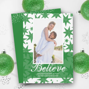 Cartes Pour Fêtes Annuelles Green Parties scintillant Stars Photo de Noël
