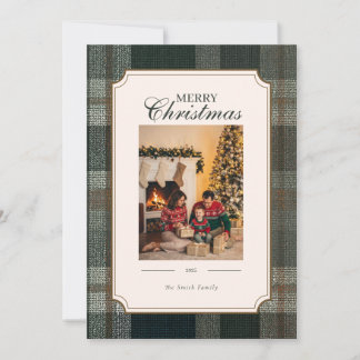 Cartes Pour Fêtes Annuelles Green Plaid Christmas One Photo Holiday Card