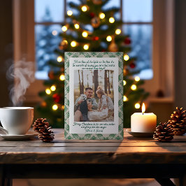 Cartes Pour Fêtes Annuelles Green Plaid Portrait  Photo Christmas Holiday Card