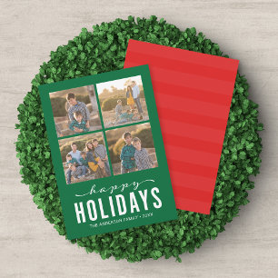 Cartes Pour Fêtes Annuelles Green Red Modern Joyy Holidays Photo Collage