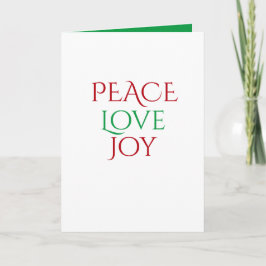 Cartes Pour Fêtes Annuelles Green Red White Peace Love Joie Noël