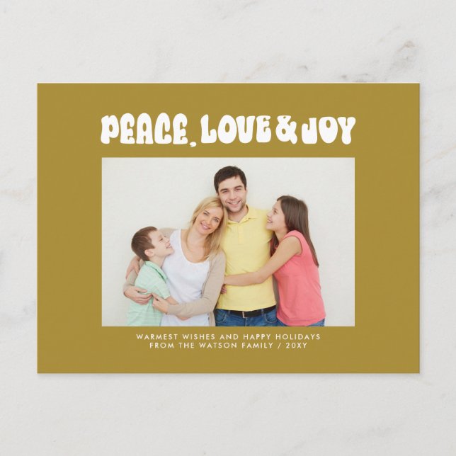 Cartes Pour Fêtes Annuelles Green Retro Super Peace Love Jove Photo (Devant)