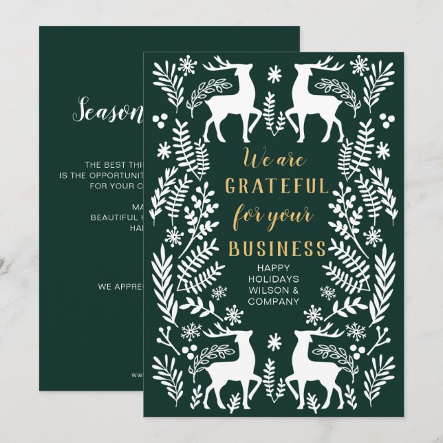 Cartes Pour Fêtes Annuelles Green Scandinavian Nordrener Business (Devant / Derrière)