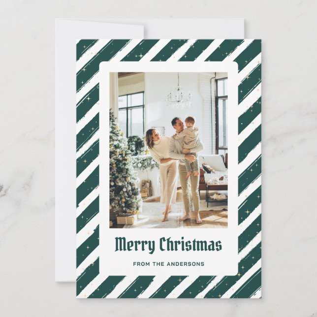 Cartes Pour Fêtes Annuelles Green Starry Photo Merry Christmas Card (Devant)