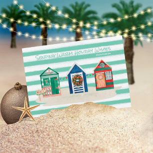Cartes Pour Fêtes Annuelles Green Stripes Plage Chaleureux Plages Chaleurs Pla