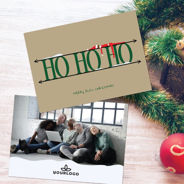 Cartes Pour Fêtes Annuelles Green & Tan Elf Shenanigans Entreprise Noël (Créateur téléchargé)