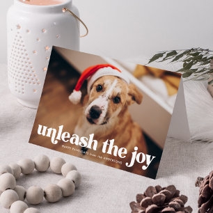 Cartes Pour Fêtes Annuelles Green Unleash Joy Dog Photo