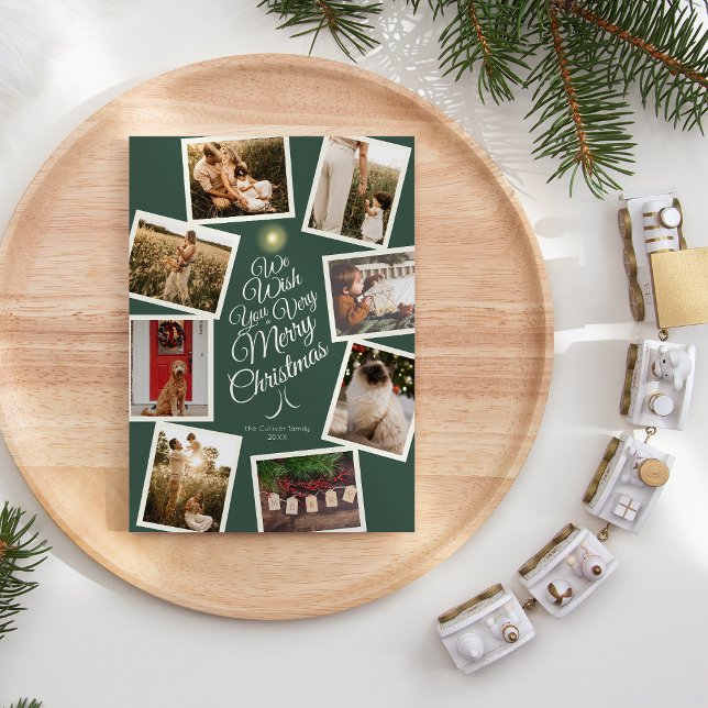 Cartes Pour Fêtes Annuelles Green Very Joyeux Christmas Tree Photo Collage (Créateur téléchargé)