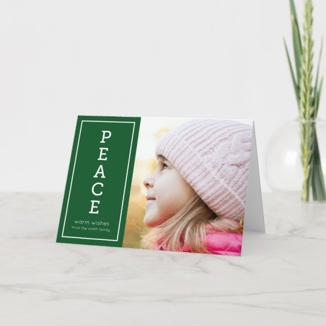 Cartes Pour Fêtes Annuelles Green Warm Warm Peace Modern Holiday Photo (Devant)